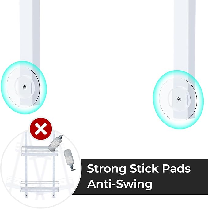 ODesign 4 Tier Height-Adjustable Shower Caddy Hanging Anti-Swing-Over The Shower Head Caddy-Storage Organizer Bathroom Shelves Basket-White