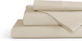 Linen Home 100% Cotton Percale Sheet Set, Twin Size, Ivory, Deep Pocket, 4 Pieces Set - 1 Flat, 1 Deep Pocket Fitted Sheet and 2 Pillowcases, Crisp Cool and Strong Bed Linen