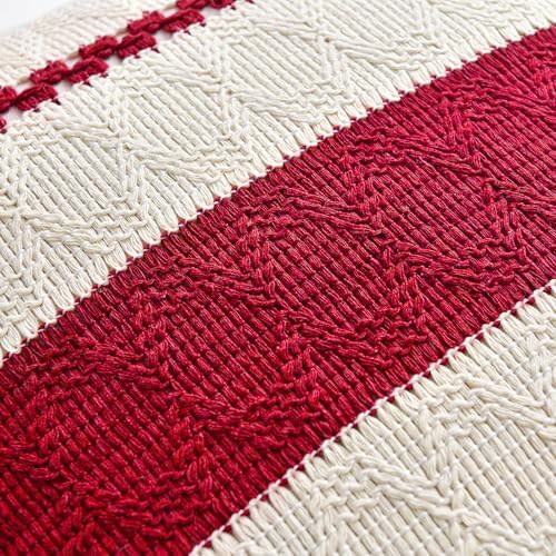 Fancy Homi Set of 2 Boho Red Decorative Throw Pillow Cover 20x20 Inch - Image 4