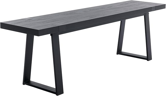 Wahson 60" Black Dining Bench, Wooden Table Bench with Metal Legs, Modern Kitchen Bench for Enrtyway/Indoor/Dining Room