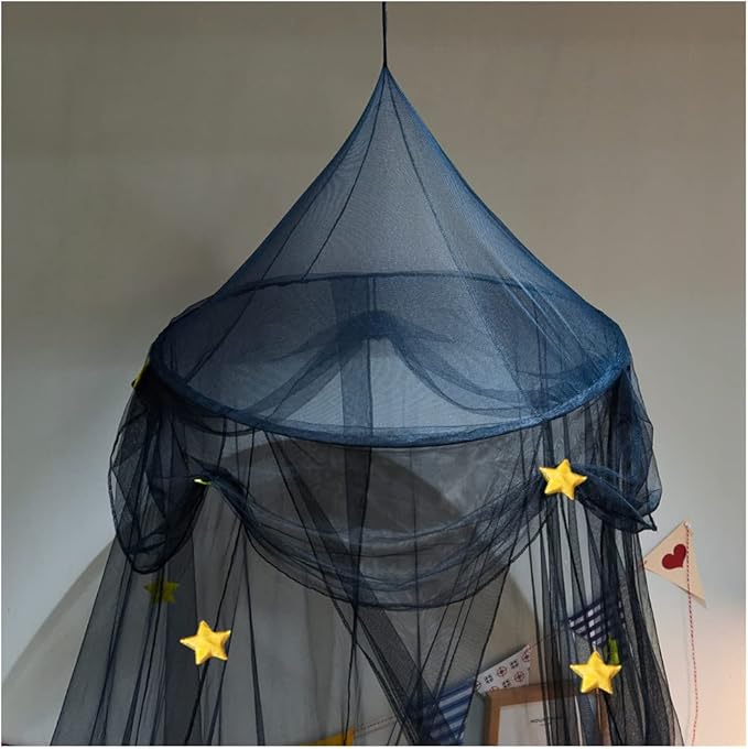 Mosquito Net Canopy Bed Curtains Dome Stars Hanging Princess Bed Canopy Tents for Girls Boys Kids Room Decor Reading Nook Canopies, Black