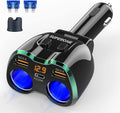 [2025 Upgraded] Cigarette Lighter Splitter, SUPERONE 180W 2-Socket Cigarette Lighter Adapter with Dual QC3.0 and 20W PD USB C Car Charger Splitter for GPS/Dash Cam/Laptop/iPad/iPhone 16/15/14/13/12/11
