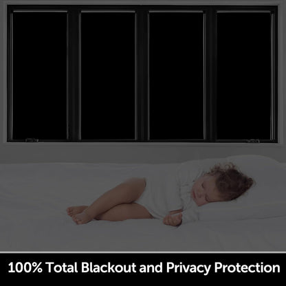 HIDBEA Mirror Blackout Window Film,100% Light Blocking Room Darkening Window Privacy Film,Mirror Glass Window Film Heat Control, Removable Window Cover Tint for Day Sleep (Mirror Black,17.7in x 6.5ft)