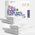 Carressa Linen California King Egyptian Cotton Sheet Sets - 600 Thread Count Cal King Cotton Sheet Set (4 PC, Crisp White), Extra Soft, Cooling, 16" Deep Pocket Sateen Weave Luxury Hotel Bed Sheets