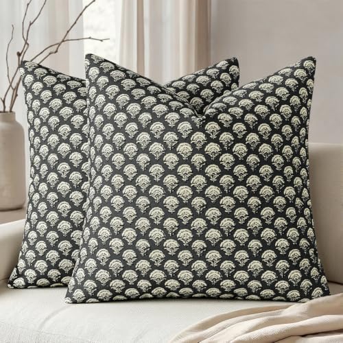 MIULEE Floral Print Decorative Pillow Covers 18x18 by MIULEE