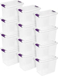 Sterilite 12-Pack 27 Quart ClearView Latch Box, Stackable Organizer Bins with Latching Lids - Clear Plastic Organization Containers for Closet, Bedroom, Shelving Units and Everyday Home Storage