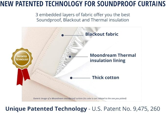 Moondream DecibelControl™ 3-in-1 Soundproof Curtain | Noise Reduction | Thermal Insulation | 100% Blackout | Patented Technology | Made in Europe | Grommet | 55" W x 108" L | Brown - Chocolate MC610