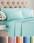 Full 6 Piece Sheet Set - Cooling, Comfy & Breathable - Hotel Luxury Bedding, Includes Fitted Sheet for Women, Men, Kids and Teens - 1 Flat, 1 Fitted Sheet, 4 Pillowcases with Deep Pockets - Spa Blue