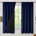 BGment Thermal Insulated 100% Blackout Curtains for Bedroom with Black Liner, Double Layer Full Room Darkening Noise Reducing Rod Pocket Curtain (42 x 63 Inch, Navy Blue, 2 Panels)