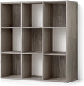 CAPHAUS Sturdy Room 11-Inch Cube Storage Organizer Shelf, with Thick Exterior Edge, Storage Shelf Divider w/Back, Bookcase, 9-Cube, Dark Grey