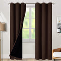 BGment Thermal Insulated 100% Blackout Curtains for Bedroom with Black Liner, Double Layer Full Room Darkening Noise Reducing Grommet Curtain (42 x 84 Inch, Brown, 2 Panels)