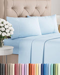 Twin 4 Piece Sheet Set - Cooling, Comfy & Breathable - Hotel Luxury Bedding, Includes Fitted Sheet for Women, Men, Kids & Teens - 1 Flat, 1 Fitted Sheet, 2 Pillowcases with Deep Pockets - Baby Blue