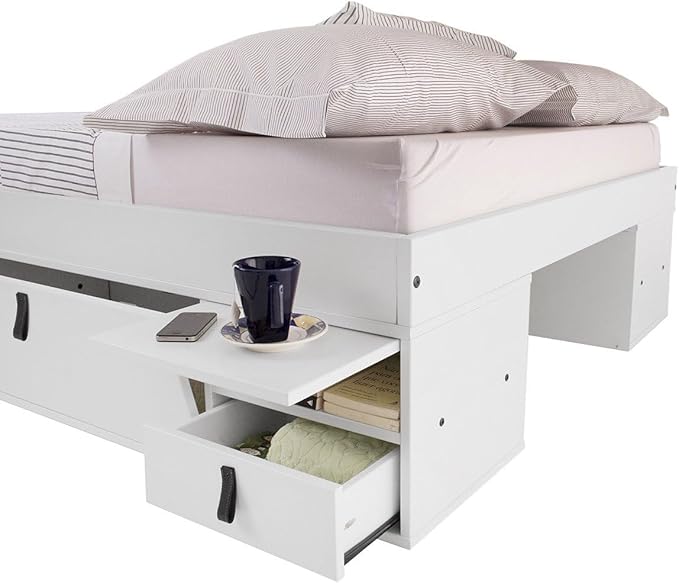 memomad Bali Storage Platform Bed with Drawers (Full Size, Off White)