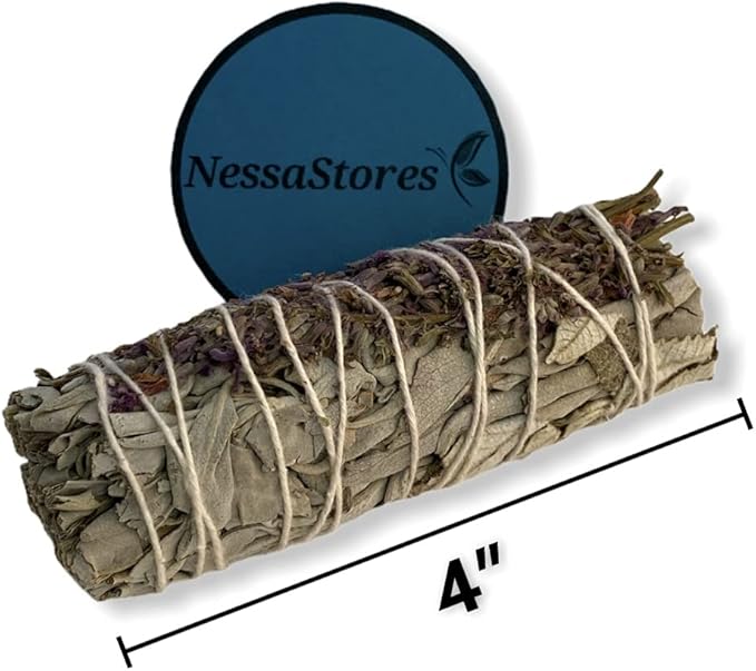 NESSASTORES - White Sage + Yerba Santa + Lavender Smudge Incense 4" Bundle #JC-198 (16 pcs)