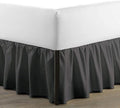 SKY BEDDINGS - Full Size Ruffled Bed Skirt with Split Corners - 12 Inch Drop Dust Ruffle Bed Skirt with Platform Three Sided Coverage - 100% Microfiber, Dark Grey