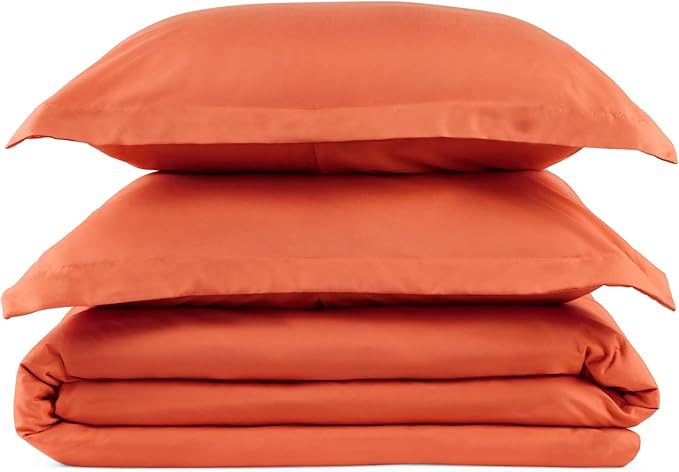 PeachSkinSheets 1500tc Level of Softness Soft Cooling Duvet Cover Set | King/Cali King Size - Pumpkin Spice
