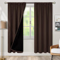 BGment 100% Blackout Curtains for Bedroom with Black Liner, Double Layer Full Room Darkening Thermal Insulated and Noise Reducing Rod Pocket Curtain (42 x 72 Inch, Brown, 2 Panels)