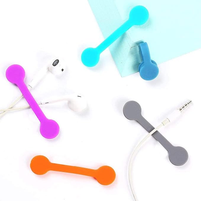 6 Pack Magnetic Twist Ties, Viaky Multicolor Magnet Keeper Bands Winder Wrap Straps Cable Clips Cord Organizer for Earphones/USB Cable/Bookmarks/Keychain/Cable Management