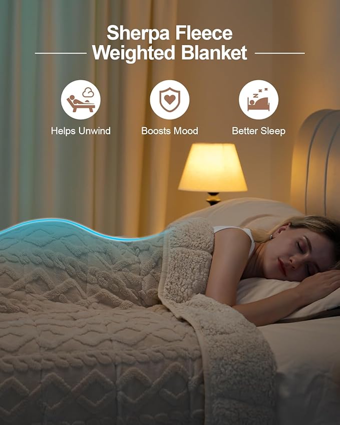 Super Fuzzy Soft Sherpa Fleece Weighted Blanket, 15 lbs Dual Sided Fluffy Heavy Weighted Blankets for Adults - No Bunching with Double Layers of Soft Inner Lining (60"x 80", 15 Pounds)