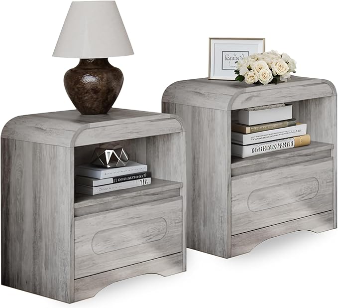 9 Drawer Dresser and Nightstand Sets for Bedroom, 3 Piece Bedroom Set, Wood 9 Drawer Dresser & Night Stand Set of 2, Large Chest of Drawers Modern Storage Cabinet Bedroom Furniture Set, Grey