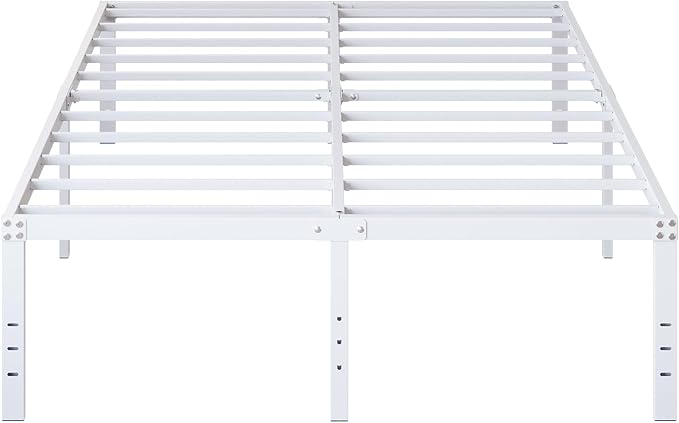18 Inch King Bed Frame Heavy Duty Metal Platform No Box Spring Needed, Maximum Storage, Easy Assembly, Noise Free, White