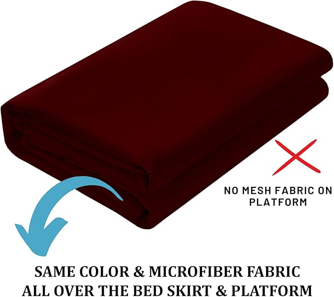 Ruffled Bed Skirt with Split Corners, Burgundy, King 12 Inch Drop Bedskirt, Hotel Quality Brushed Microfiber Wrinkle Free Dust Ruffle Bed Skirt King Size