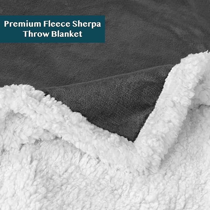 PAVILIA Sherpa Fleece Throw Blanket for Couch, Dark Grey, Plush Soft Fuzzy Sofa Blanket, Cozy Reversible Winter Throw for Women Men, 50x60 Inches
