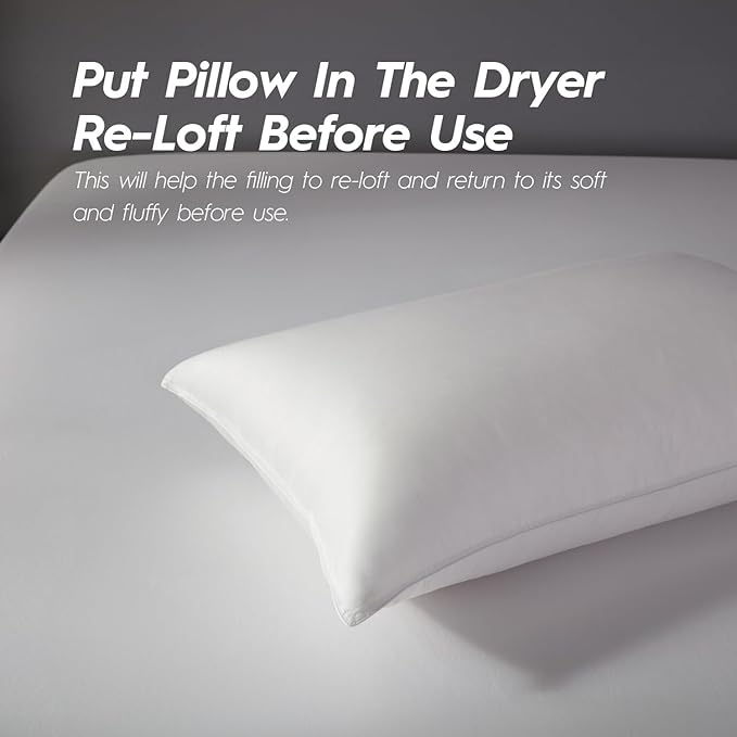 Globon Luxury Down Pillow Queen Size, Firm Hotel Collection Bed Pillow with 100% Cotton Cover, Down Surrounded Feather Pillow, 20x30 Inches (1 Pack)