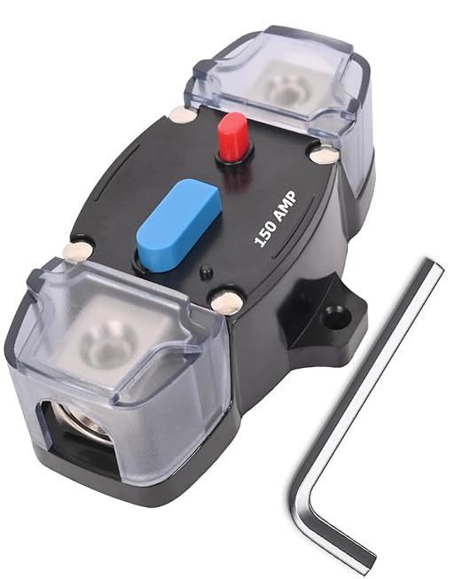 150 Amp Circuit Breaker with Manual Reset Waterproof Inline Fuse Inverter for Marine Trolling Motors Boat ATV Manual Power, Suface Mount, 12V-48V DC