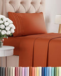 Twin Size 3 Piece Sheet Set - Comfy Breathable & Cooling Bed Sheets Set - Hotel Luxury Bedding for Women, Men, Kids, Teens, Boys & Girls - Deep Pockets, Soft and Wrinkle Free - Oeko-Tex - Terracotta