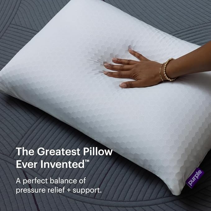 Purple Harmony Pillow - King Low, Greatest Pillow Ever Invented, 360º Hex Grid & Talalay Latex Core - No Pressure Support, Stays Cool, Luxurious Comfort