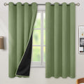 BGment Thermal Insulated 100% Blackout Curtains for Bedroom with Black Liner, Double Layer Full Room Darkening Noise Reducing Grommet Curtain (52 x 63 Inch, Grass Green, 2 Panels)