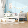 Bellemave Full Size Bed Frames with Rails for Kids, Full daybed Frame with Drawers for Boys/Girls/Adults， White