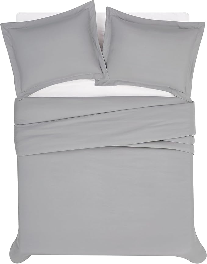 London Fog Garment Washed Solid Duvet Set Grey Microfiber 2-Piece Twin XL Duvet Set, Solid Themed, Adult and Teen, Oeko-TEX Certified