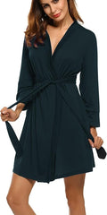 HOTOUCH Womens Robe Lightweight Short Knit Bathrobe Soft Ladies Sleepwear with Pockets