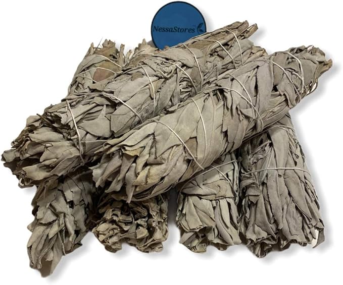 NESSASTORES - California White Sage Smudge Stick Incense 7"-8" Bundle #JC-009 (2 pcs)