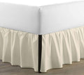 SKY BEDDINGS - King Size Ruffled Bed Skirt with Split Corners - 14 Inch Drop Dust Ruffle Bed Skirt with Platform Three Sided Coverage - 100% Microfiber, Ivory