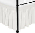 Biscaynebay Wrap Around Bed Skirts with Split Corners for Twin/Twin XL Beds 15" Drop, Ivory Adjustable Elastic Dust Ruffles Easy Fit Wrinkle Resistant Silky Luxurious Fabric Machine Washable
