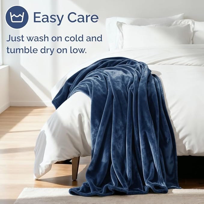 Ultra Soft Fleece Blanket King Size - Flannel Fleece Luxury King Blanket - Lightweight for Couch Bed Chair - Thick, Warm and Breathable - All Season Cozy Fuzzy, Anti-Static Microplush Bedding, Navy