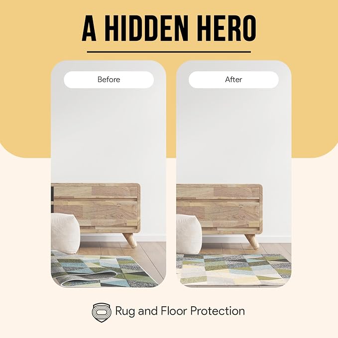Non Slip Area Rug Gripper 3x5 Feet, Rug Gripper for Hardwood Floors, Laminate, Vinyl, Stone & Tile, Anti Slip Area Rug Pad for Under Rugs