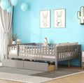 Bellemave Full Size Bed Frames with Rails for Kids, Full daybed Frame with Drawers for Boys/Girls/Adults， Gray