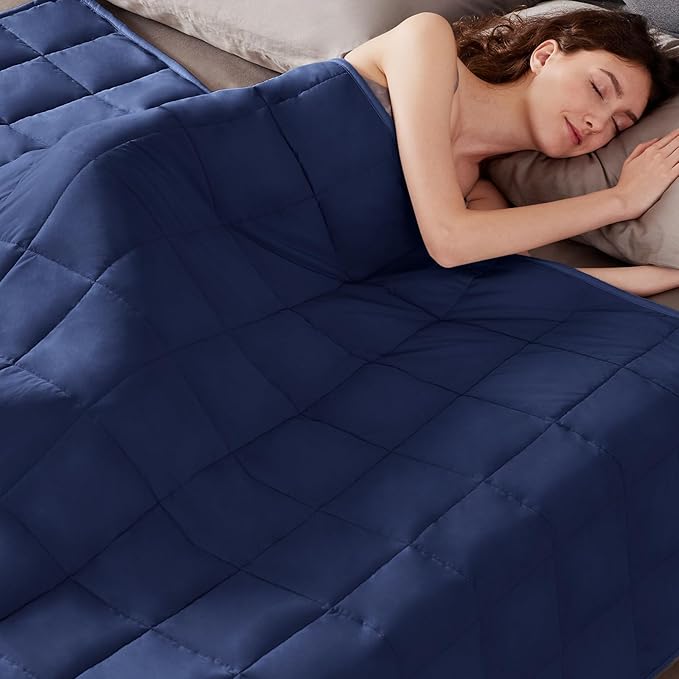 Weighted Blanket Queen/King Size (80"x87" 22lbs),Ultra Soft and Cozy Cooling Weighted Blanket for Adult,Heavy Blanket with Machine Washable Soft Blanket, Blue