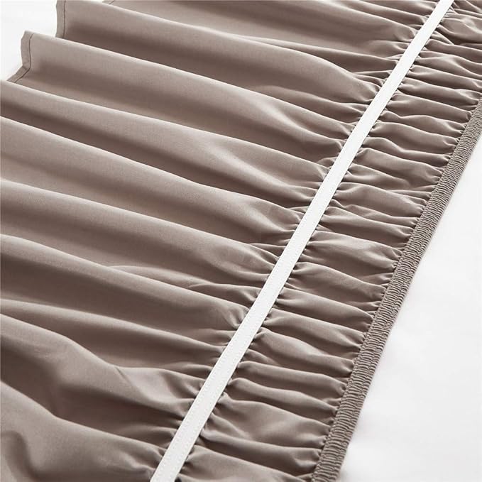 MEILA Wrap Around Bed Skirt Three Fabric Sides Elastic Dust Ruffled 16 Inch Tailored Drop,Easy to Install Fade Resistant-Taupe, Queen/King