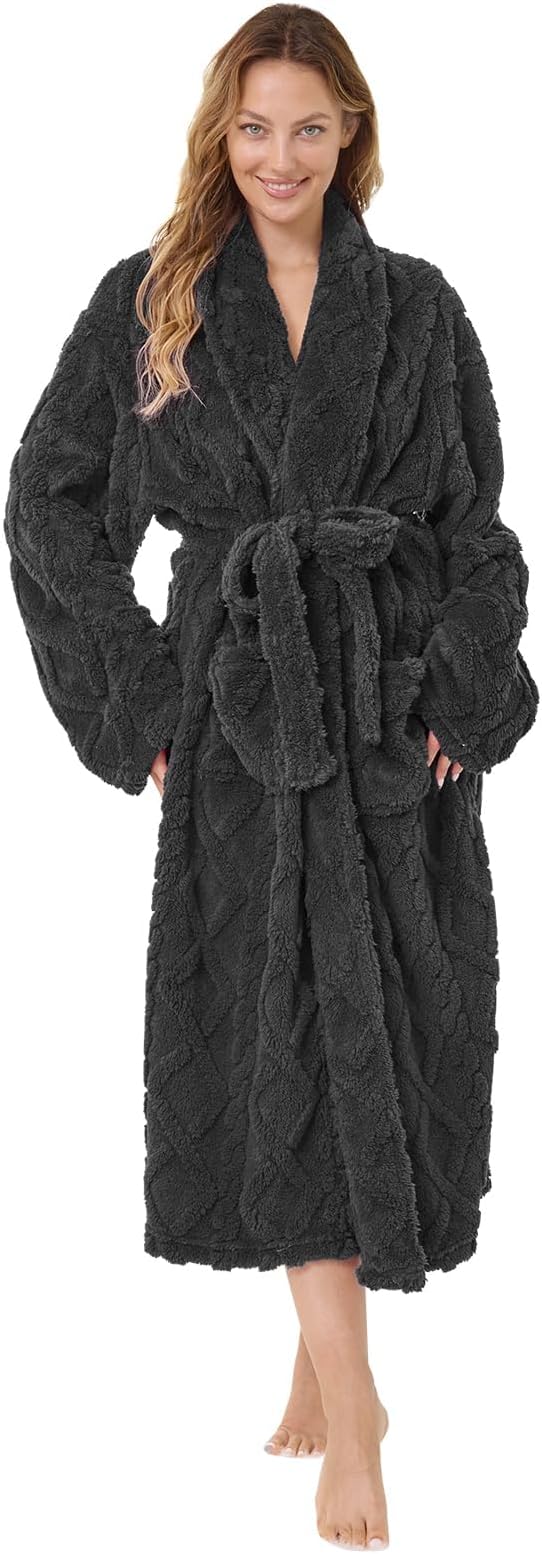 MIZZEO Microfiber Robes for Women, Cozy Soft Warm Plush Women Robe Plush Long Bathrobe