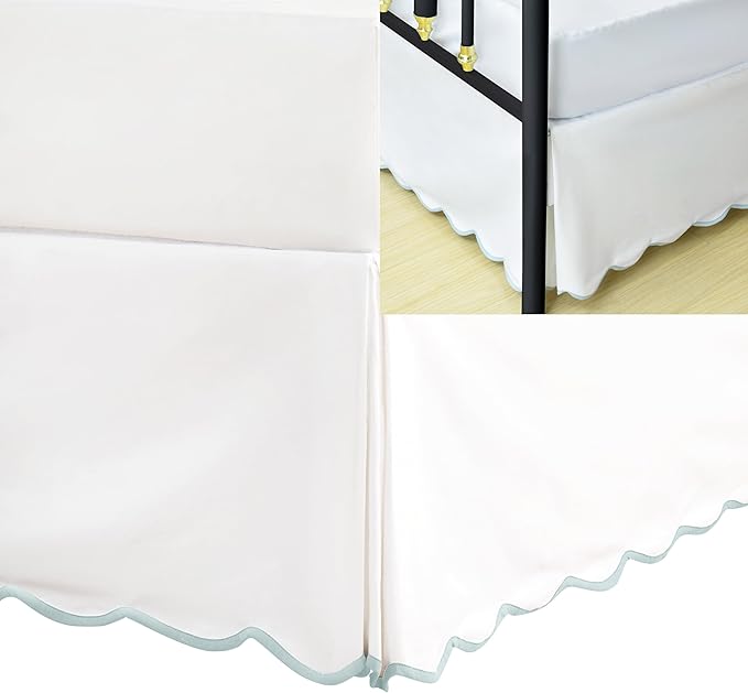 HIG King Bed Skirt - Easy Fit Scallop Edge Pleated Bedskirts with Spilt Coner, 12 Inch Drop Anti-Slip Dust Ruffle, Thick Fabric for Enhanced Privacy, Pre-Washed for Long-Lasting Use, Machine Washable