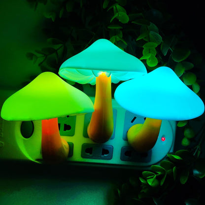 AUSAYE 3 Pack Sensor LED Night Light Plug in Lamp 7 Color Changing Mushroom Light Cute Night Lights for Adults Kids NightLight Bedroom,Bathroom,Toilet,Hallway,Stairs,Kitchen,Basement