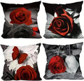 4pcs Romantic Red Rose Decorative Throw Pillow Case by Unknown