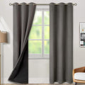 BGment Thermal Insulated 100% Blackout Curtains for Bedroom with Black Liner, Double Layer Full Room Darkening Noise Reducing Grommet Curtain (42 x 84 Inch, Grey, 2 Panels)
