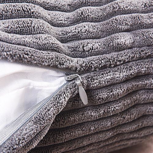 Home Brilliant Grey Pillow Covers 18 x 18 Set of 2 Soft Decorative Striped - Image 3