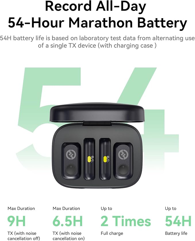 Hollyland Lark A1 Wireless Mini Microphone for iPhone & Android, 48kHz/24-bit, 3-Level Intelligent Noise Cancel, Microphone for YouTube, Podcast, Vlogging (Black, 2TX + 2RX + Charging Case)